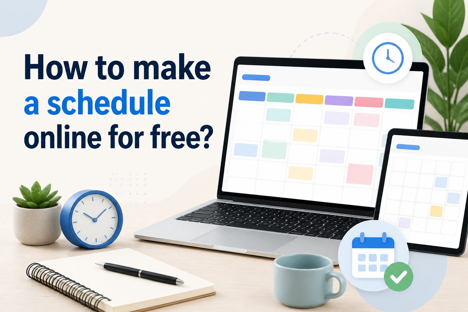 how-to-make-a-schedule-online-for-free-e1500 Person creating a free online schedule on a laptop